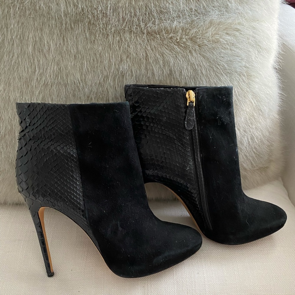 Alexandre Birman python ankle booties.